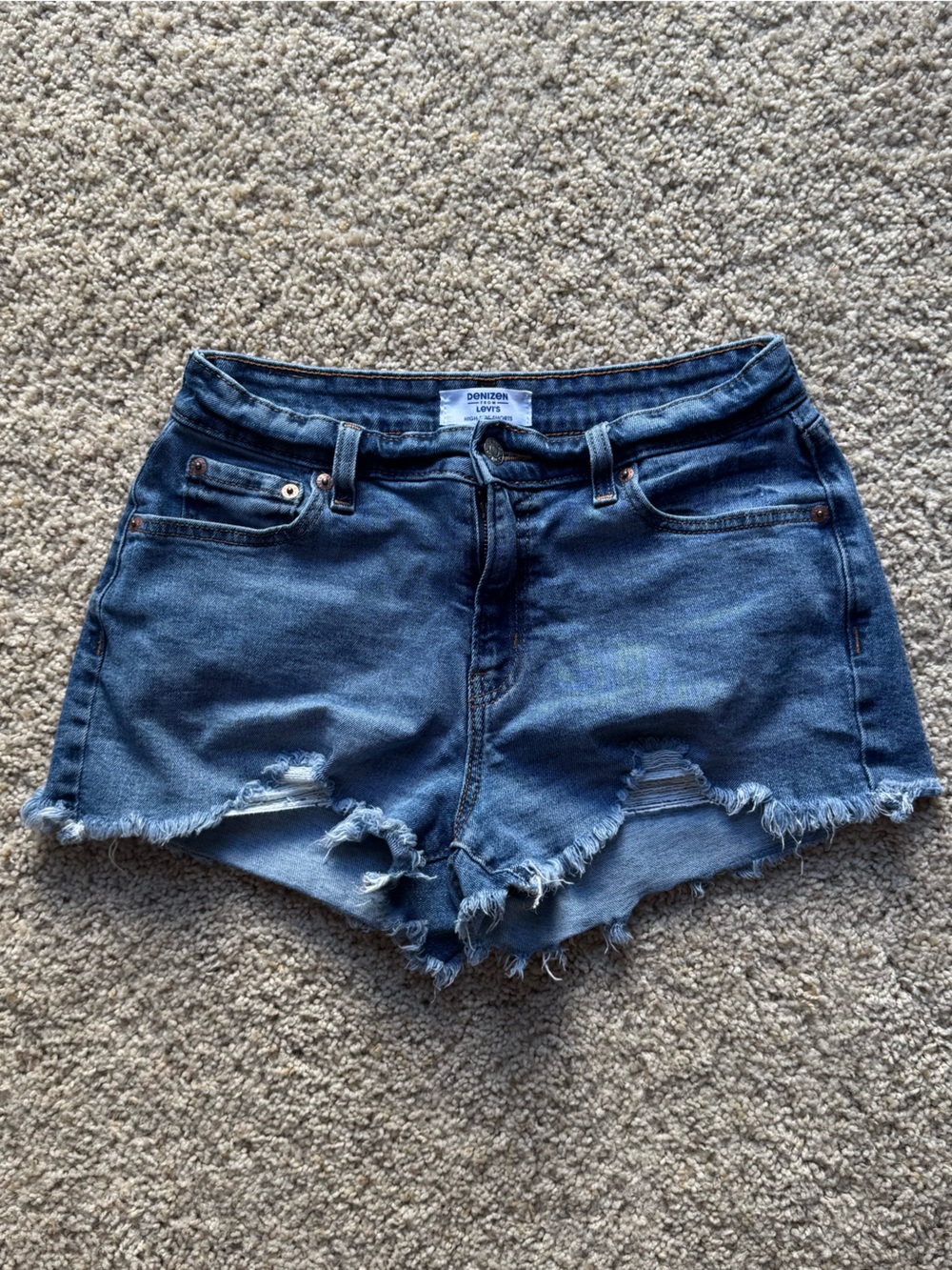 Denizen Levi's Light Blue Distressed Denim Shorts